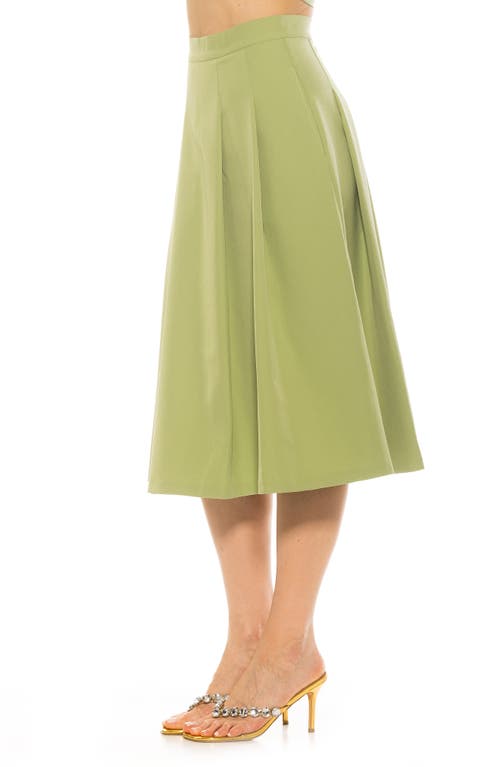 Shop Alexia Admor Illia Pleated Midi Skirt In Sage