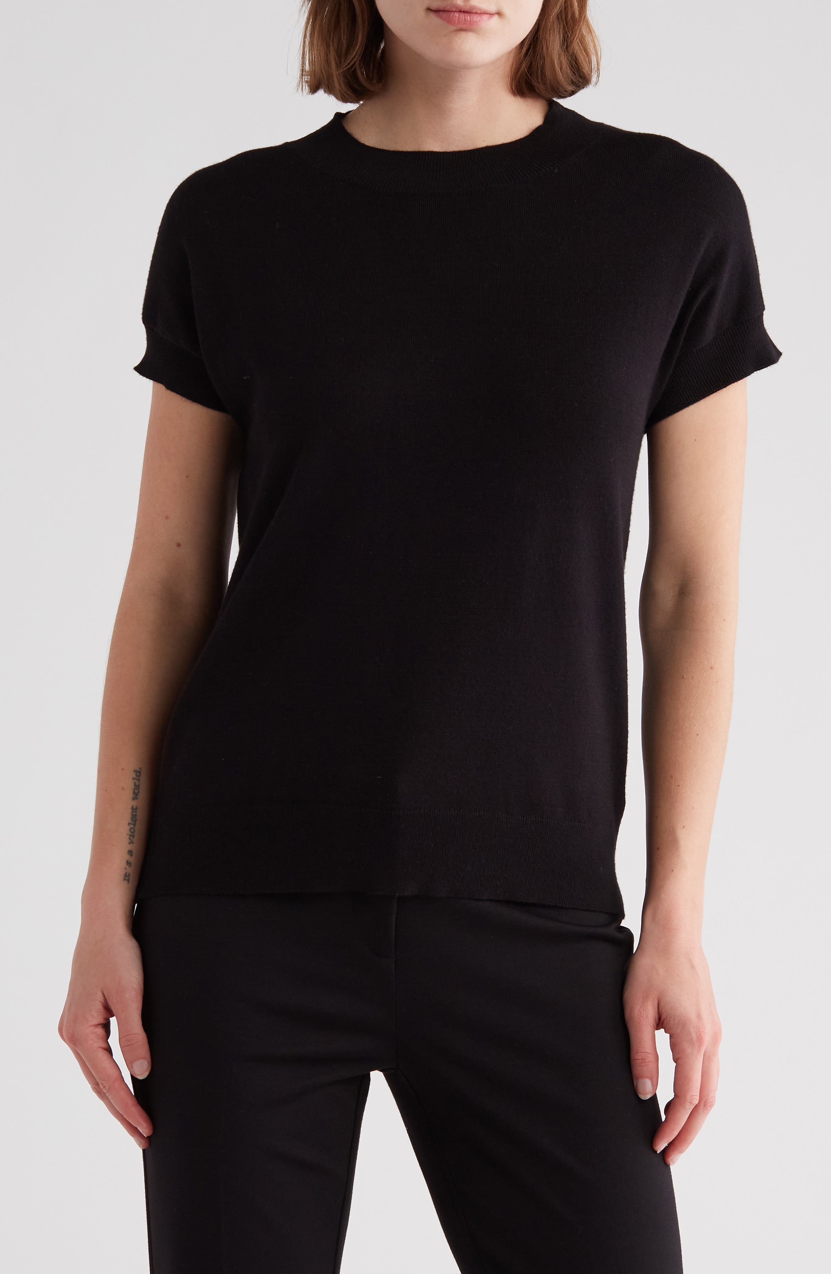 T Tahari Short Sleeve Crew Sweater