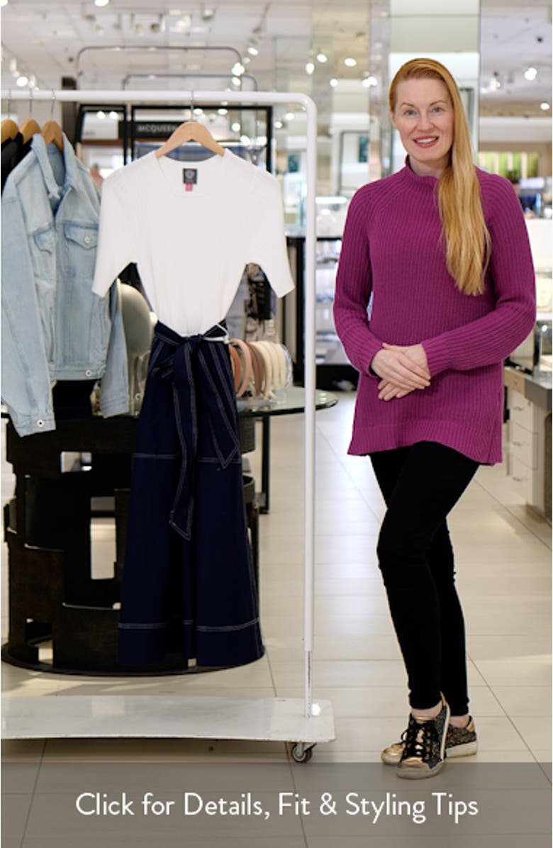 Mixed Media Tie Front Midi Dress, sales video thumbnail