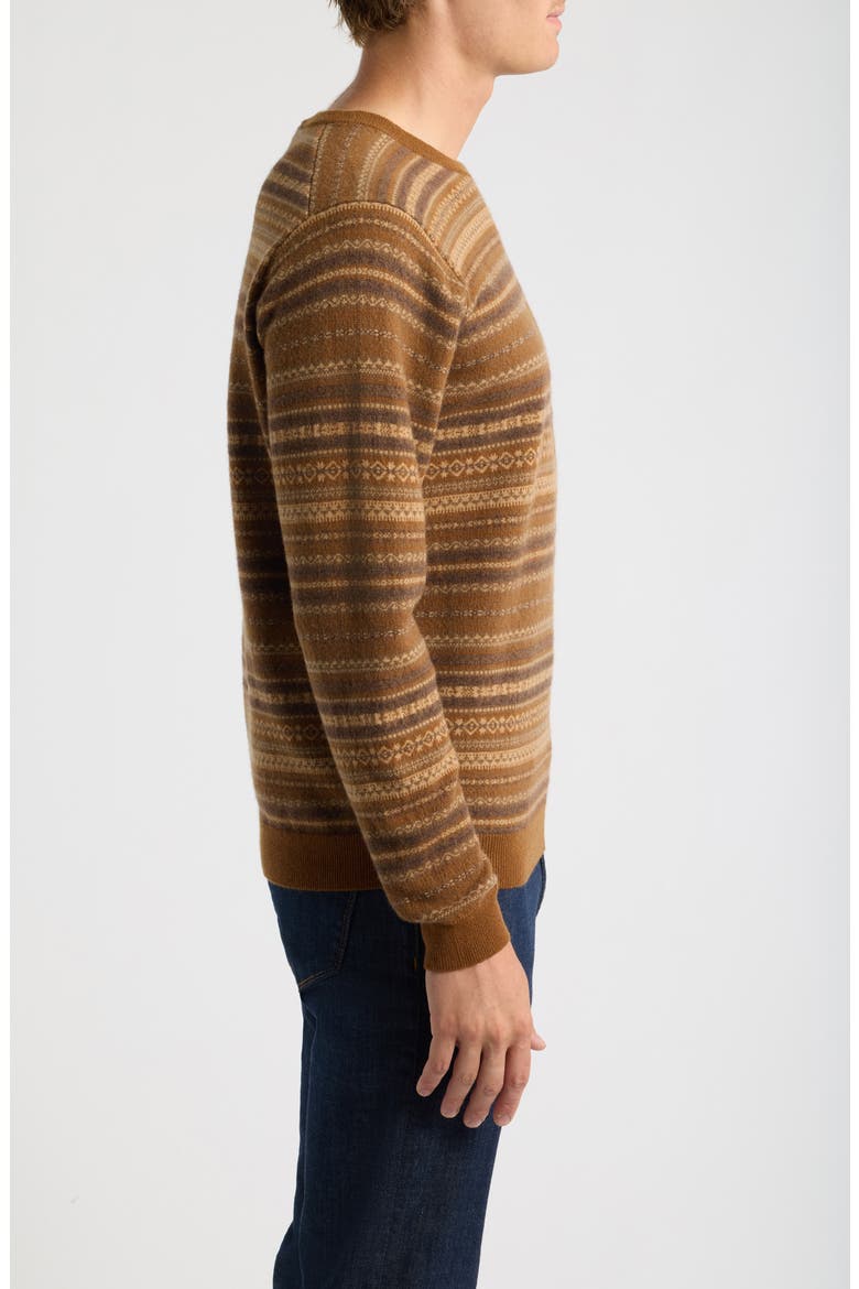 Saddle Fair Isle Wool & Cashmere Sweater, Alternate, color, DARK AMBER