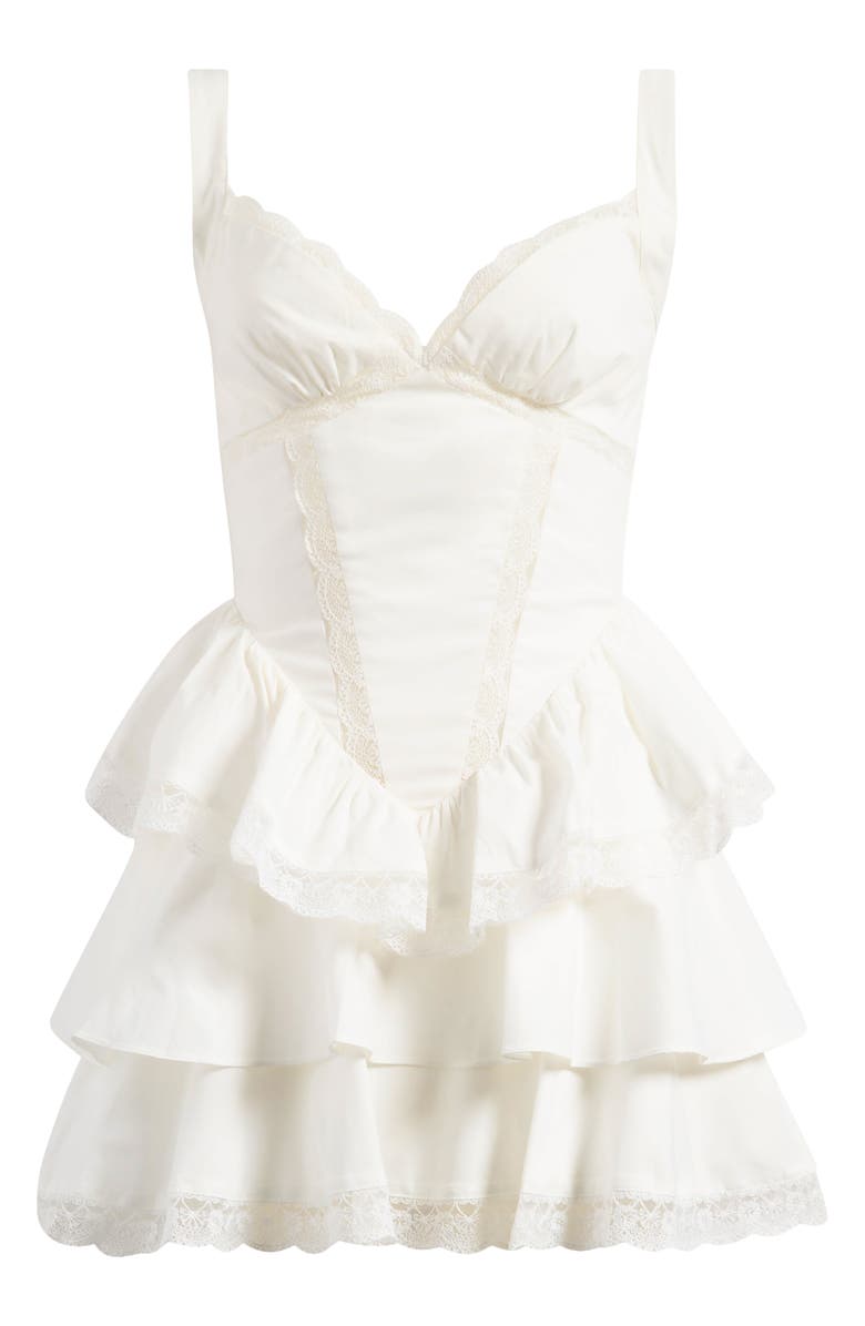 Mistress Rocks Lace Trim Tiered Minidress, Alternate, color, 