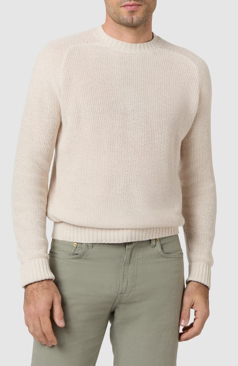 Sid Mashburn Beach Cotton & Linen Crewneck Sweater, Main, color, Bone Cotton Linen