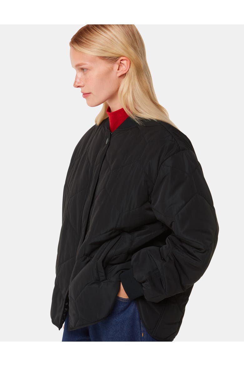 Ida Short Quilted Coat, Alternate, color, Black