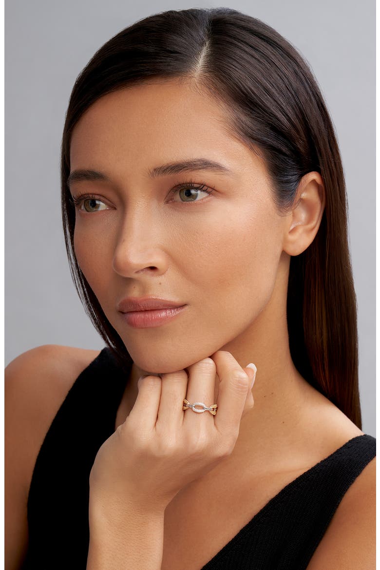 Caviar Luxe Diamond Pavé Link Ring, Alternate, color, GOLD