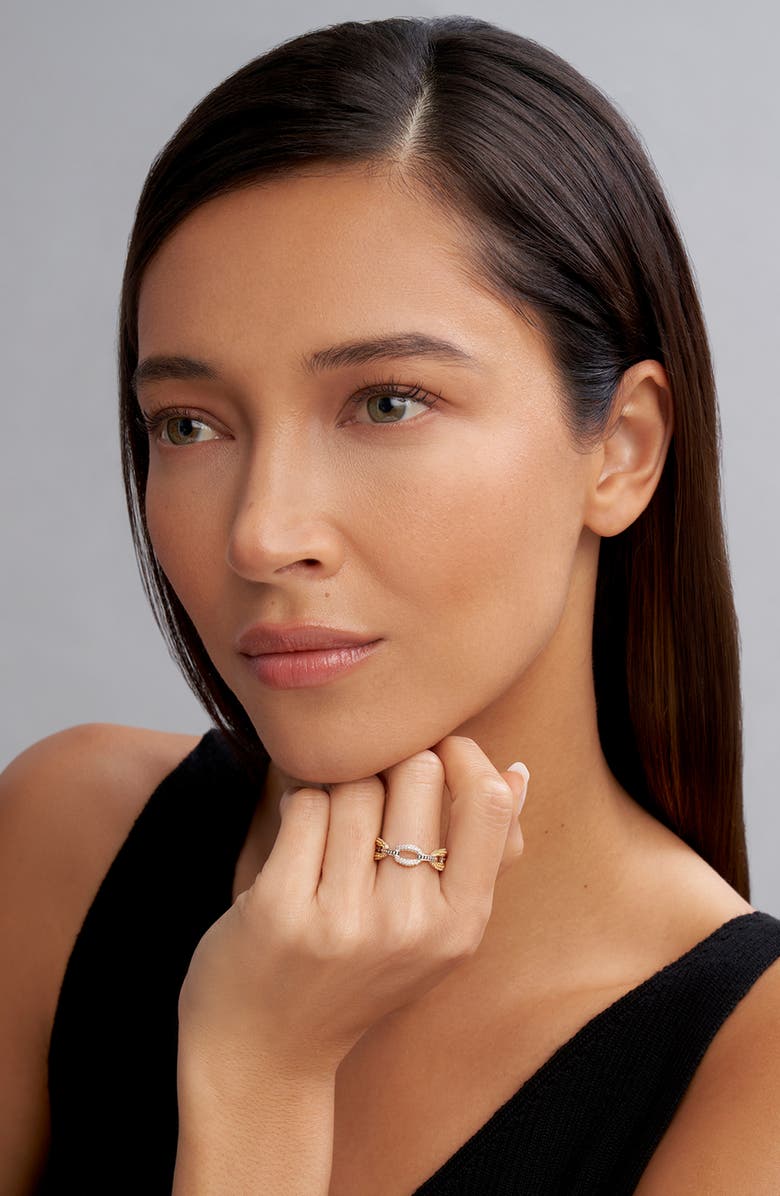LAGOS Caviar Luxe Diamond Pavé Link Ring, Alternate, color, Gold