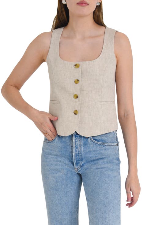 Wayf Wilshire Notch Collar Vest Tan Size XS main image 0