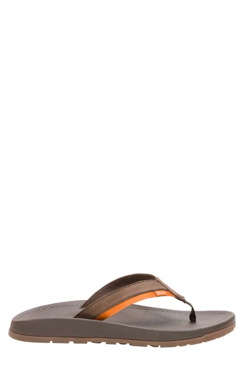 Chaco Lowdown Leather Flip Flop In Coffee