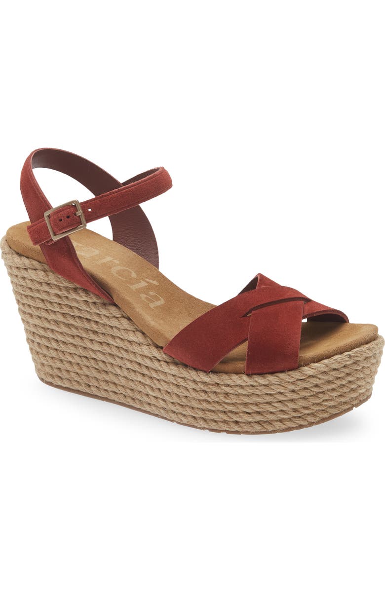 Pedro Garcia Dalys Espadrille Platform Wedge Sandal, Main, color, Henna Castoro