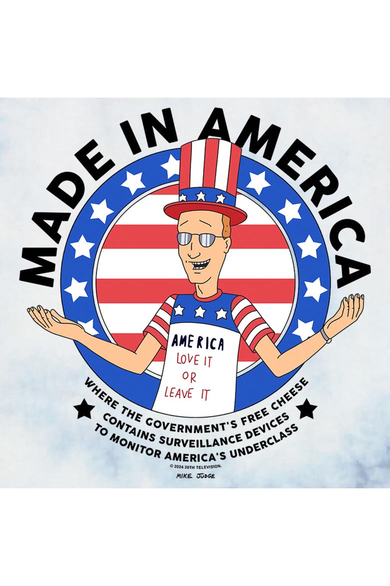 Men's King of the Hill Dale Gribble Made in America  Graphic T-Shirt, Alternate, color, White/Blue