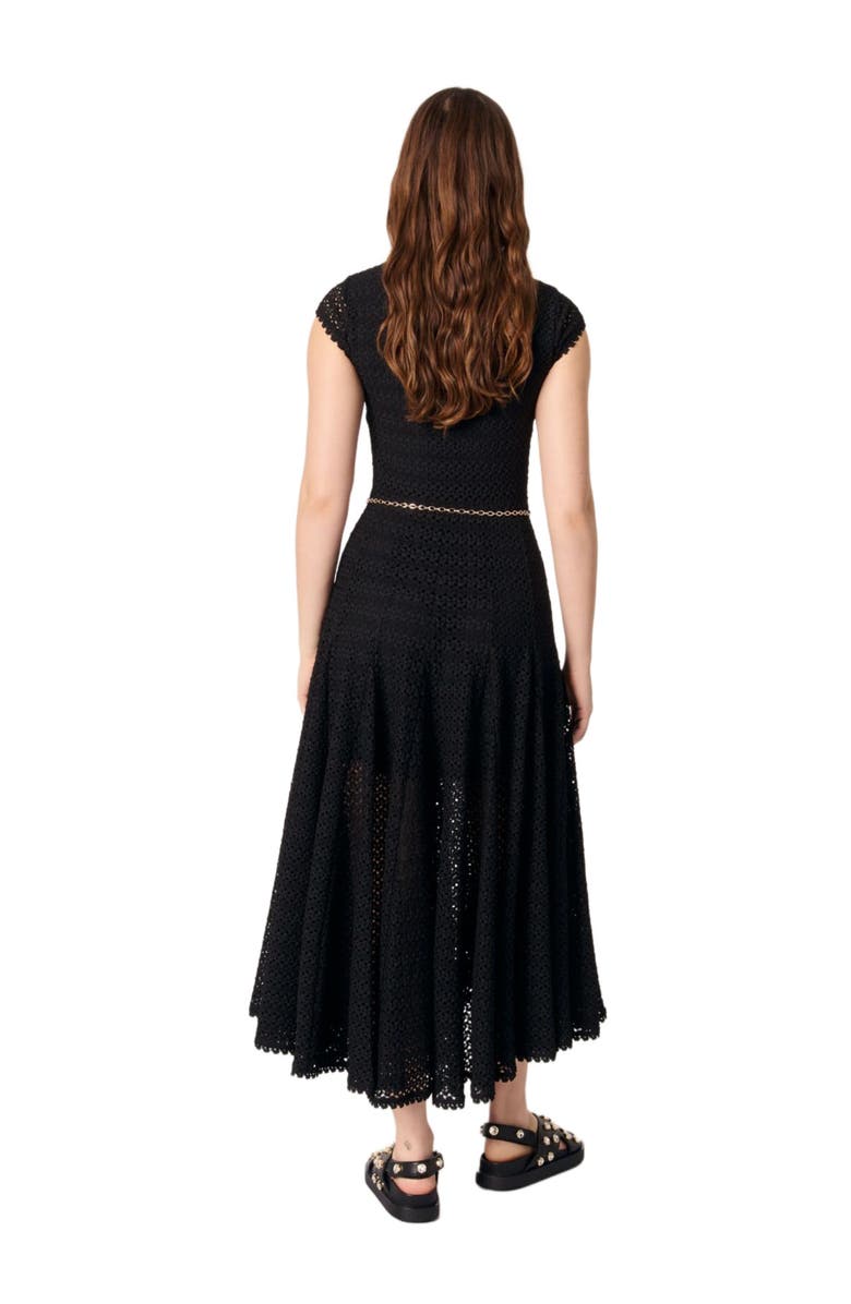 maje Crochet-knit maxi dress, Alternate, color, Black