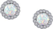 Lafonn Simulated Opal & Simulated Diamond Halo Stud Earrings
