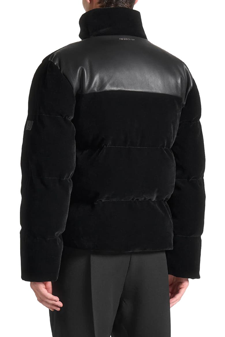 Velvet Puffer Jacket, Alternate, color, Black