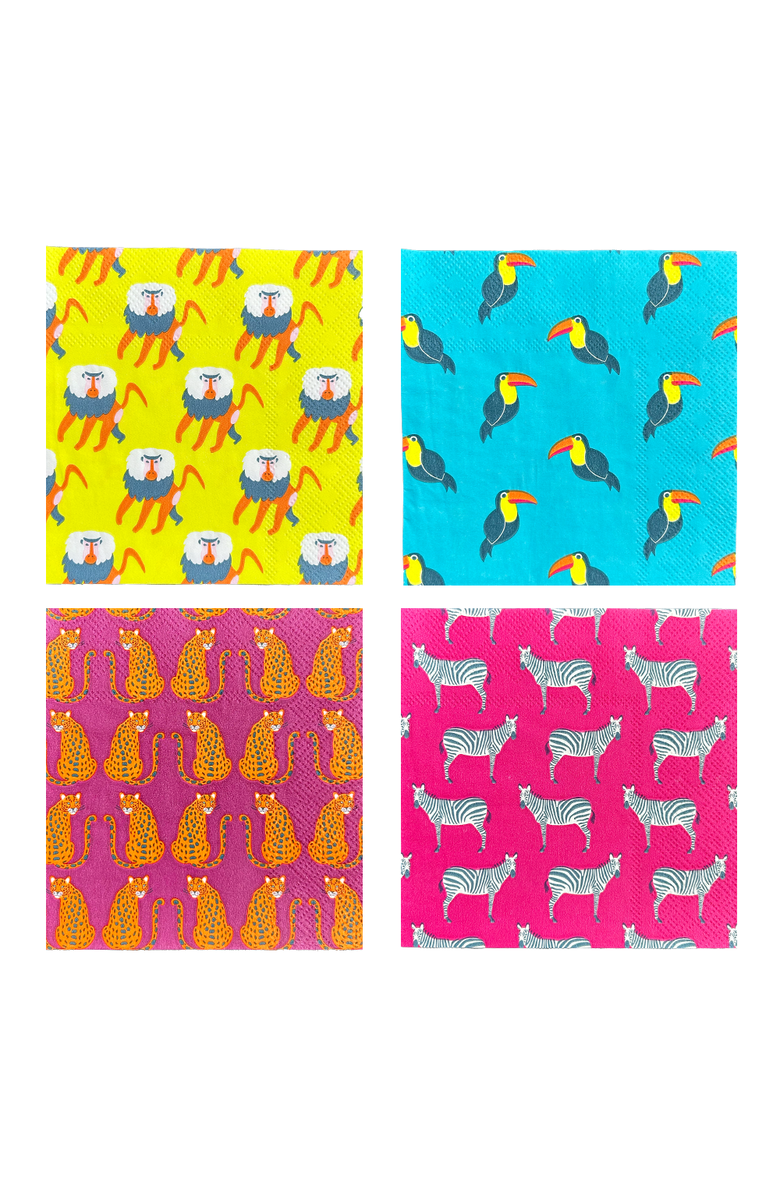 Jollity & Co Jungle Animals  Cocktail Napkins, Main, color, Assorted Pre-Pack