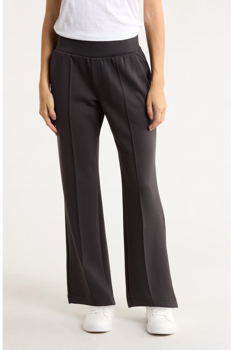Pintuck Scuba Knit Pants, Main, color, WASHED GREY