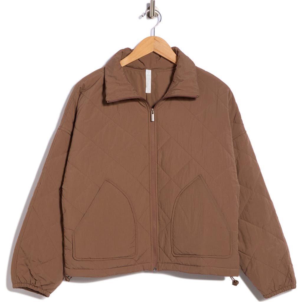 Z By Zella Wander Diamond Quilted Jacket In Brown