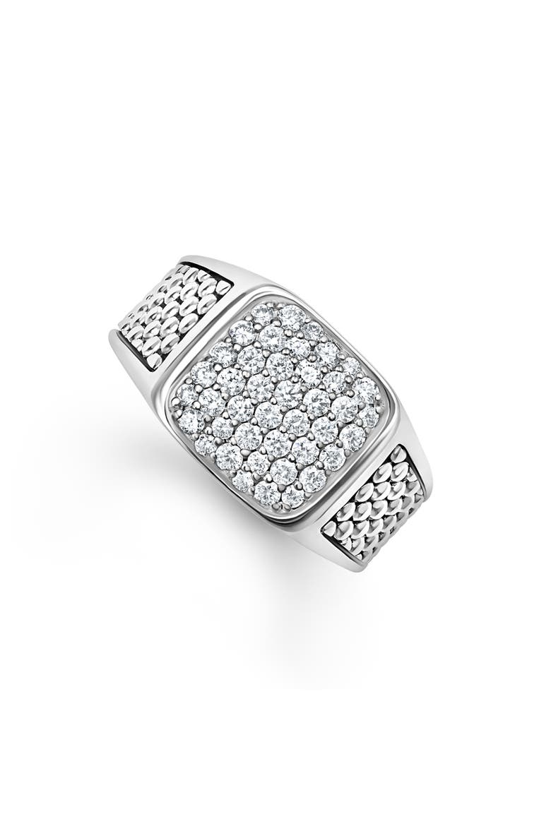Anthem Pavé Diamond Signet Ring, Main, color, SILVER