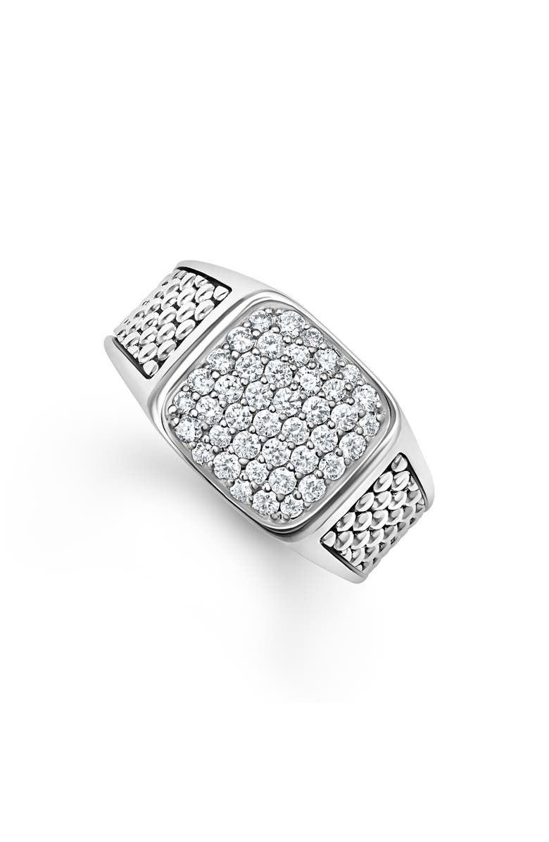 LAGOS Anthem Pavé Diamond Signet Ring, Main, color, Silver