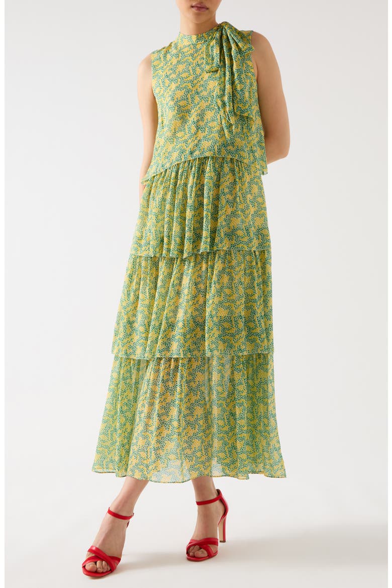 Kristen Tiered Maxi Dress, Main, color, YELLOW MULTI