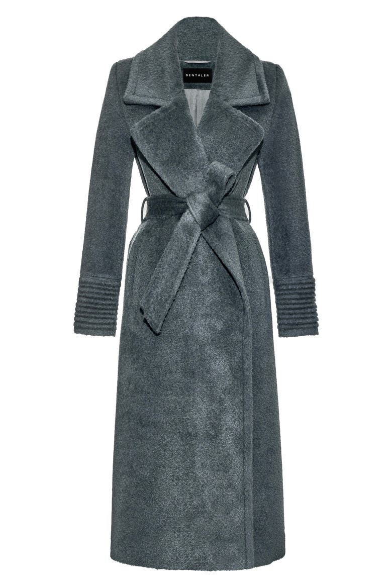 Bouclé Wool & Alpaca Blend Wrap Coat, Alternate, color, GRAPHITE
