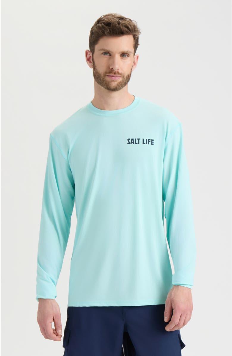 Salt Life Live Above or Below Long Sleeve Performance Tee, Main, color, Light Aruba Heather