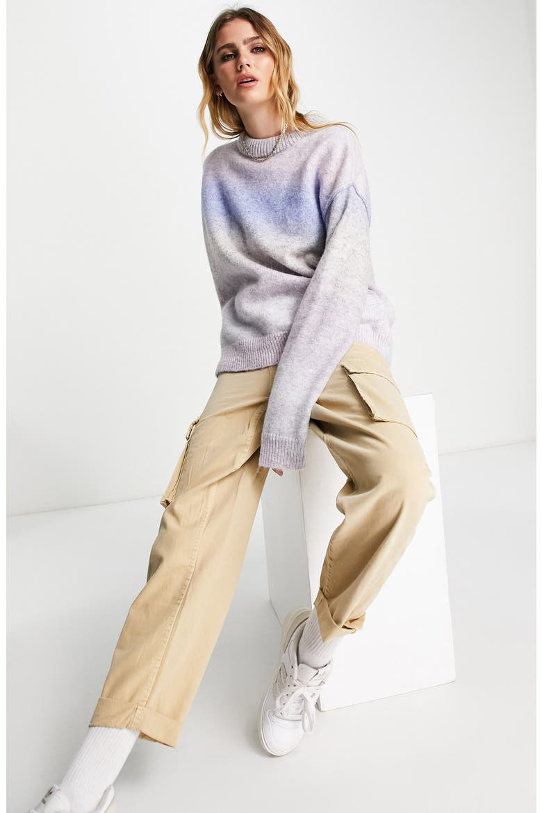 Ombré Stripe Sweater, Alternate, color, PURPLE