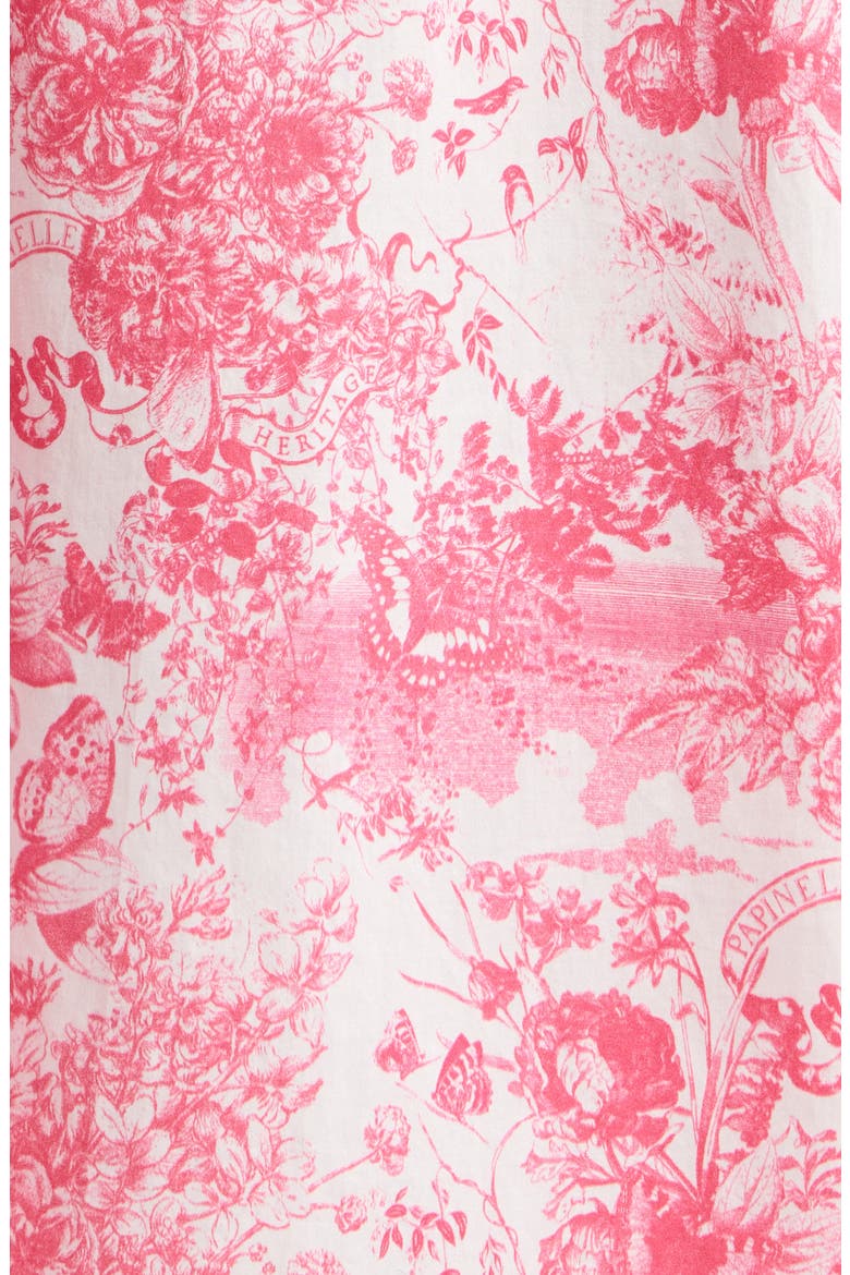 Toile de Jouy Cotton Sateen High-Low Chemise, Alternate, color, PINK LEMONADE