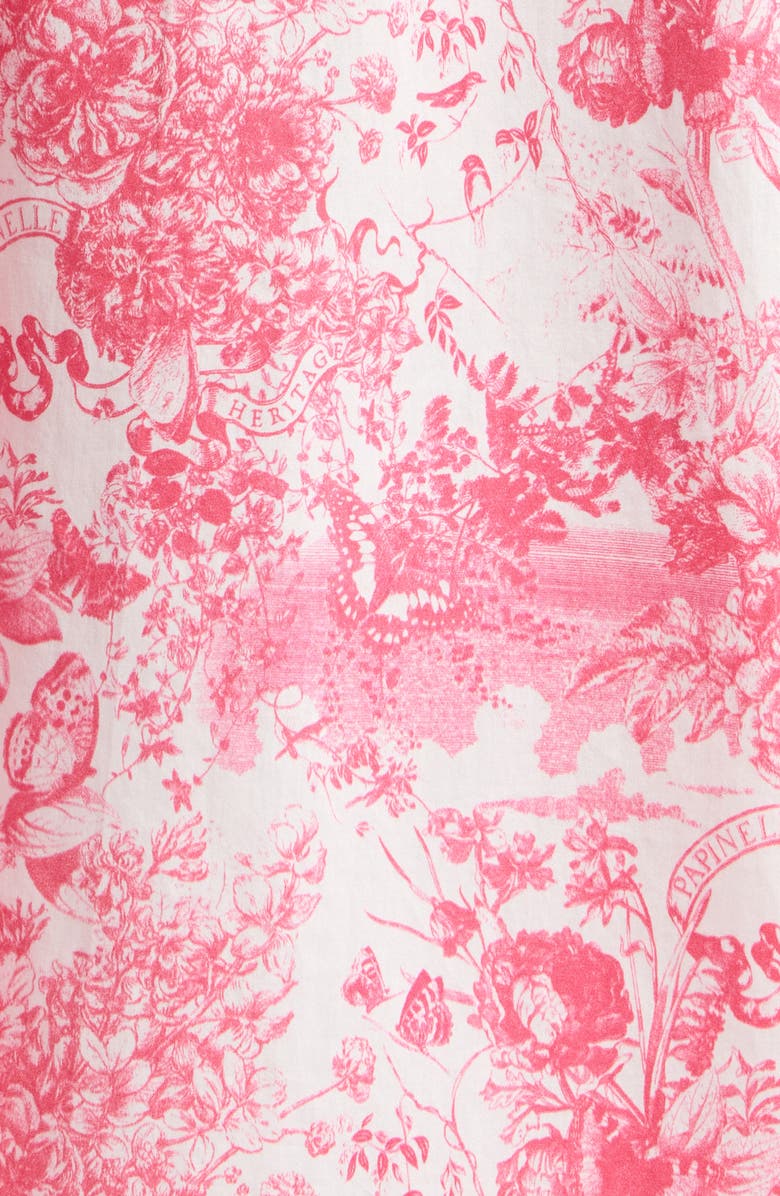 Papinelle Toile de Jouy Cotton Sateen High-Low Chemise, Alternate, color, Pink Lemonade