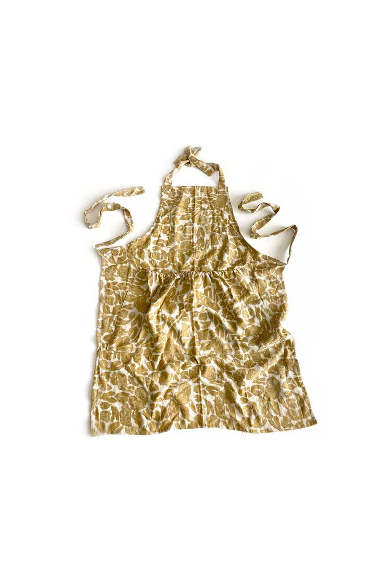 Organic Cotton Harvest Apron - Block Printed Yan, Main, color, Tan