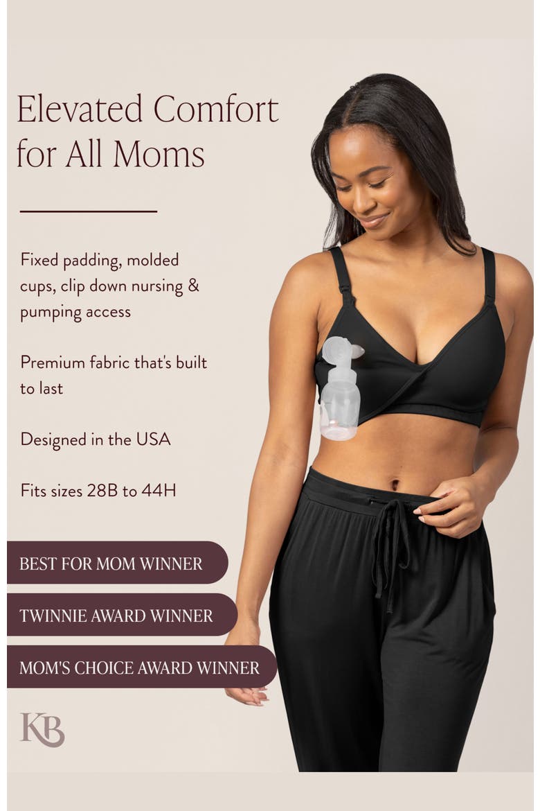 Busty Contour Hands-Free Pumping & Nursing Bra-  Sizing Options Available in E-H Cup, Alternate, color, Black