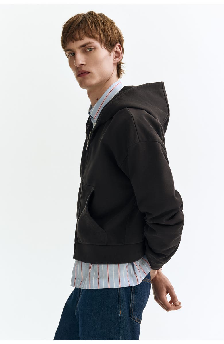 H&M Oversized Fit Zip-through Hoodie, Alternate, color, Black