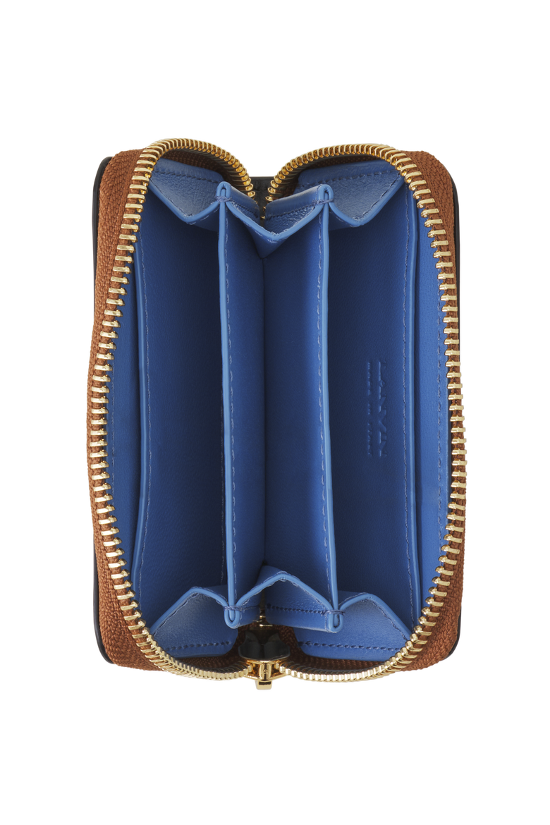 Catch By Lanvin Zipped Leather Cardholder, Alternate, color, Black/Cognac