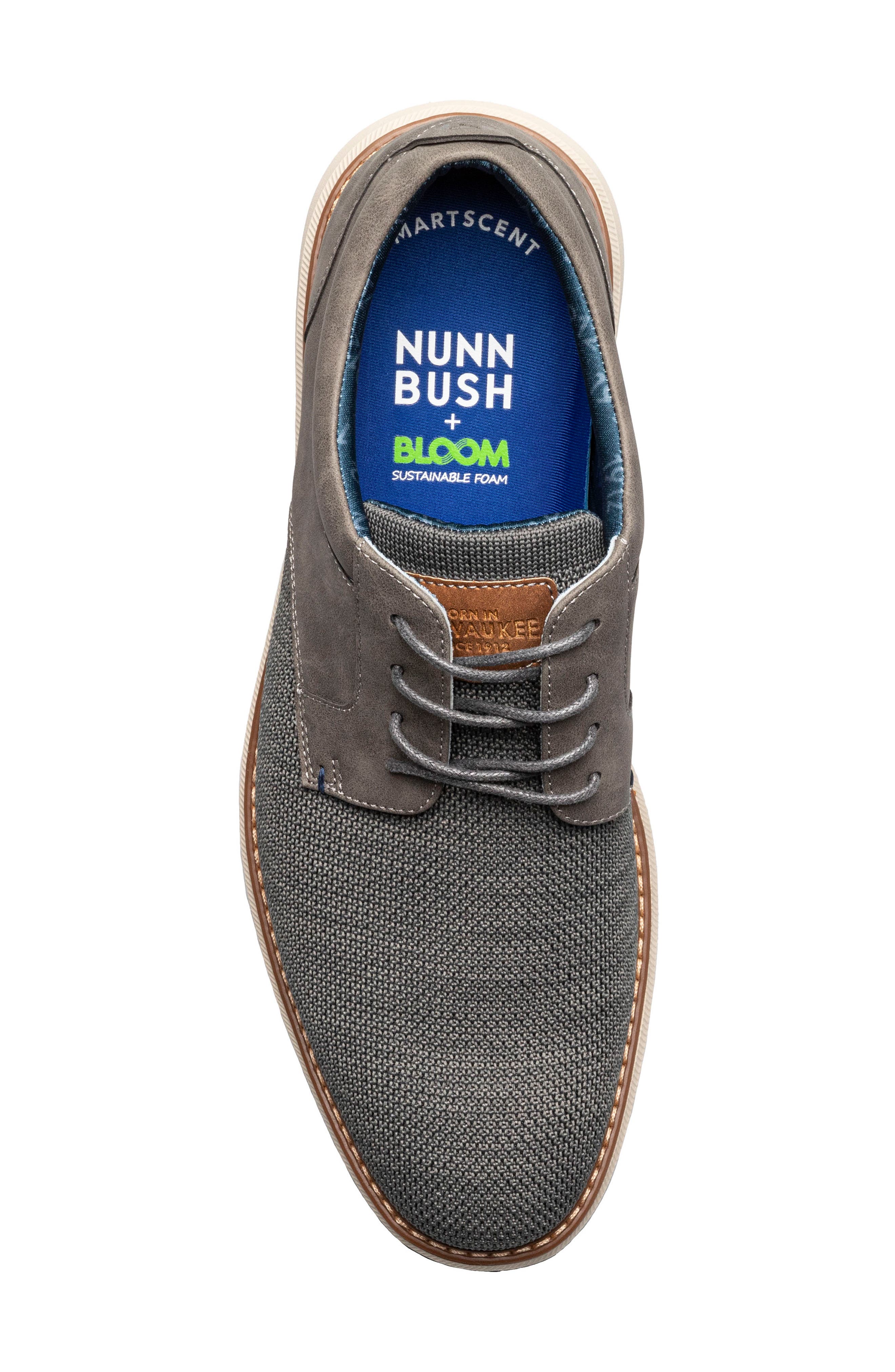 NUNN BUSH Chase Mixed Media Plain Toe Derby - Wide Width Available, Alternate, color, Gray Multi