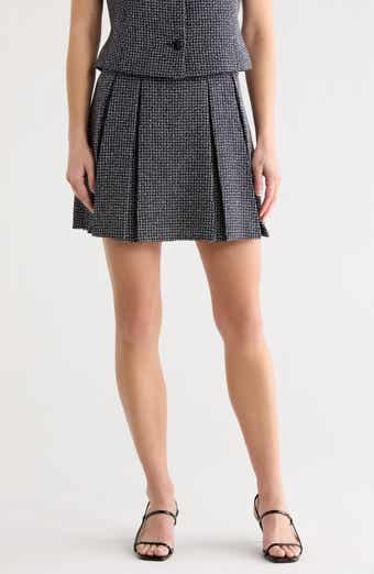 DKNY Pleated Tweed Miniskirt