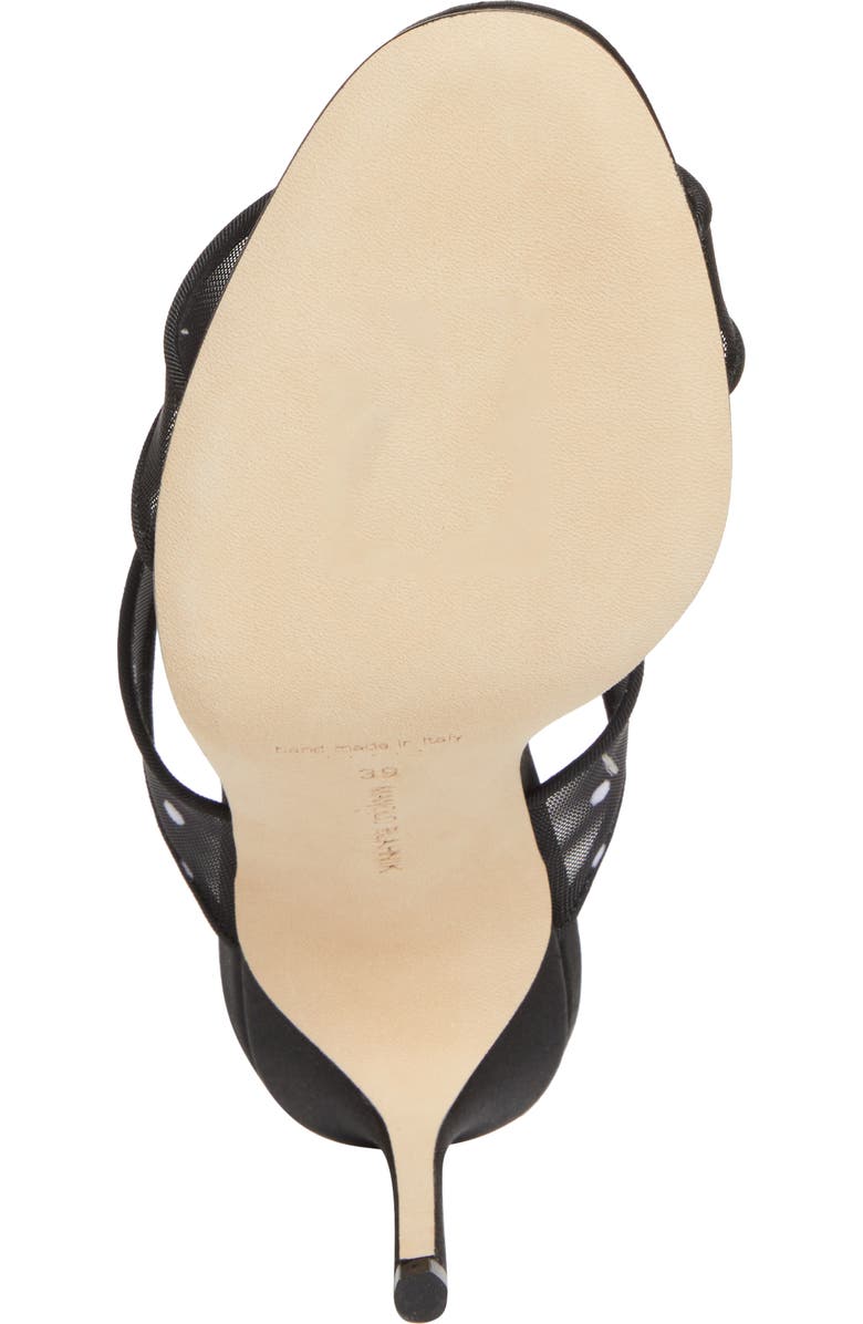 Manolo Blahnik Scoltobi Polka Dot Mesh Sandal, Alternate, color, Black/ White
