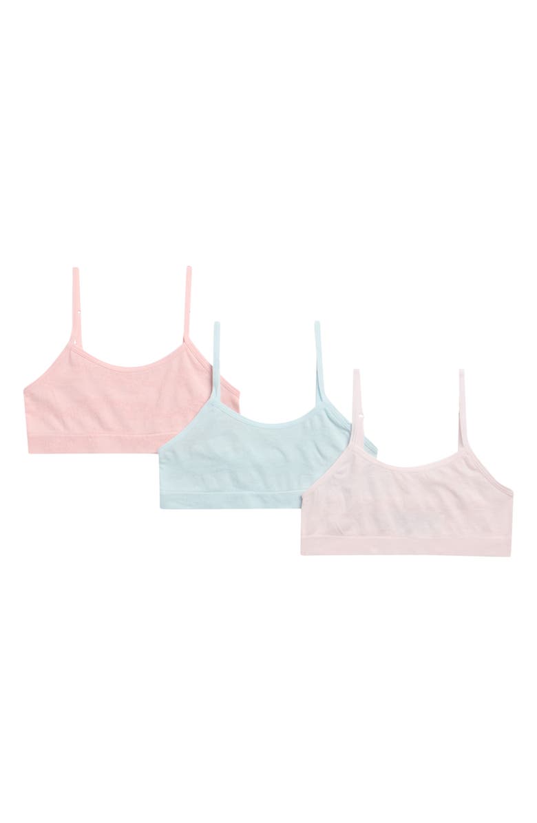 Roxy Kids' 3-Pack Jacquard Bralettes, Main, color, Sea Salt/ Pink/ Shell