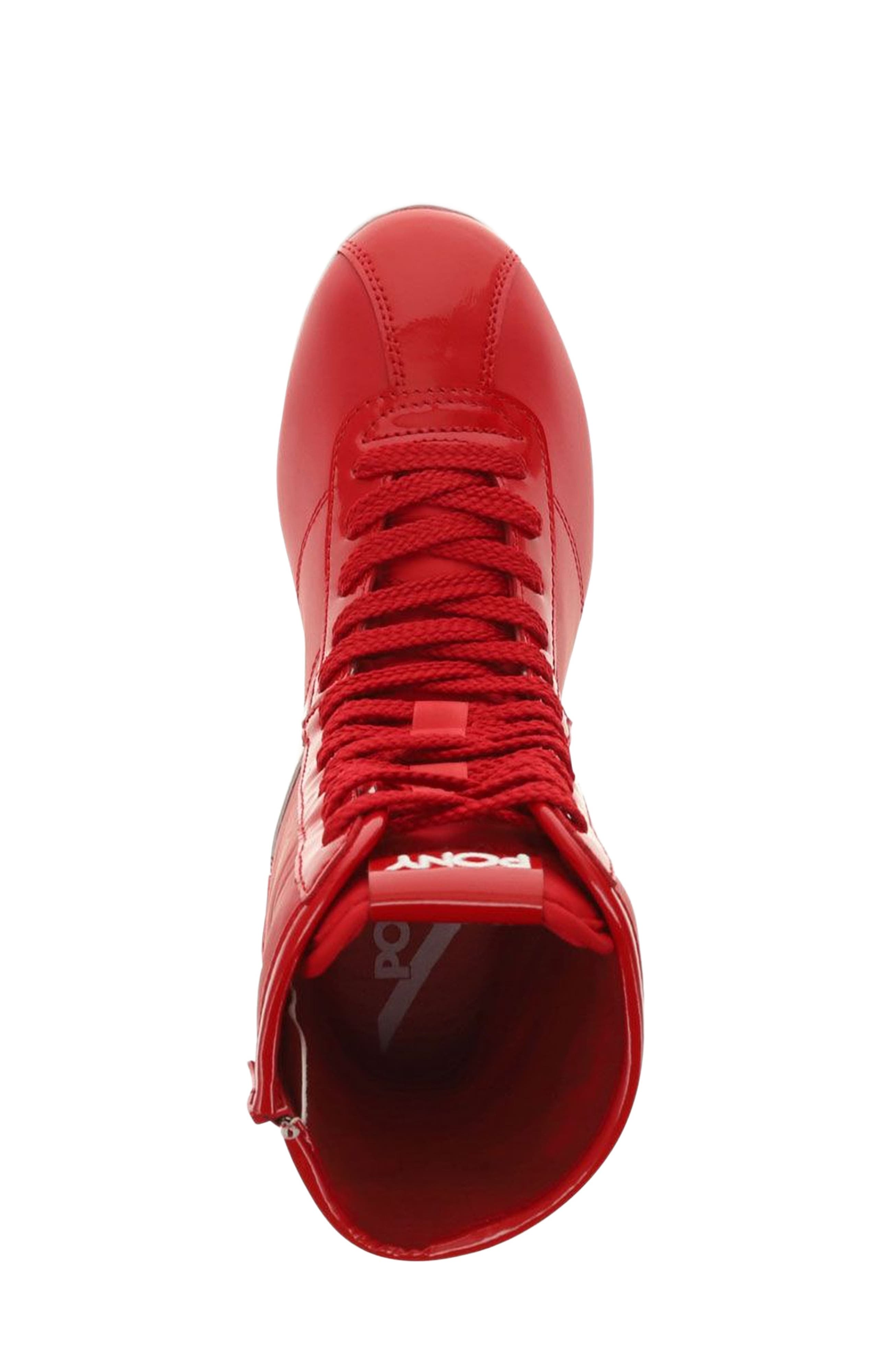 PONY KO-80 High Patent Sneakers, Alternate, color, Red/White