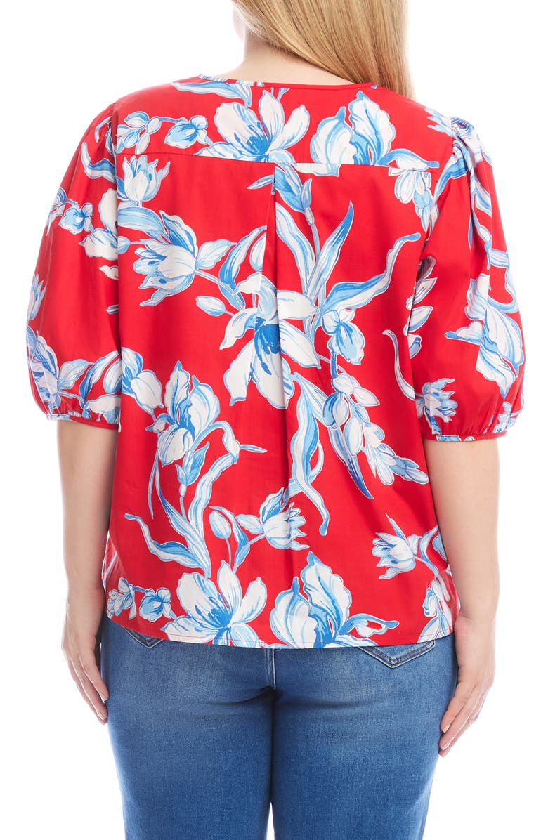 Karen Kane Floral Print Puff Sleeve Top, Alternate, color, Print