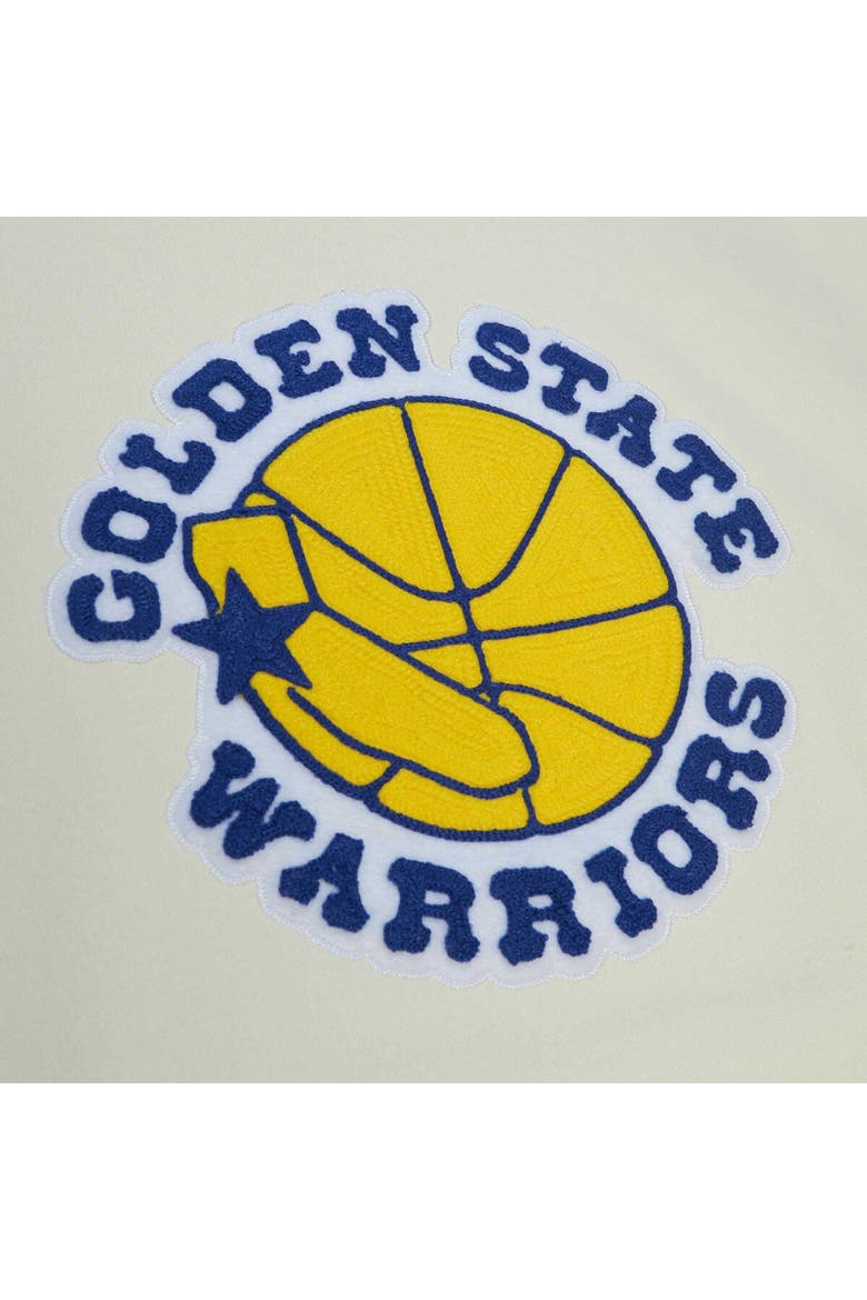 Men's Mitchell & Ness Cream Golden State Warriors Chainstitch Felt Pullover Hoodie, Alternate, color, Cream