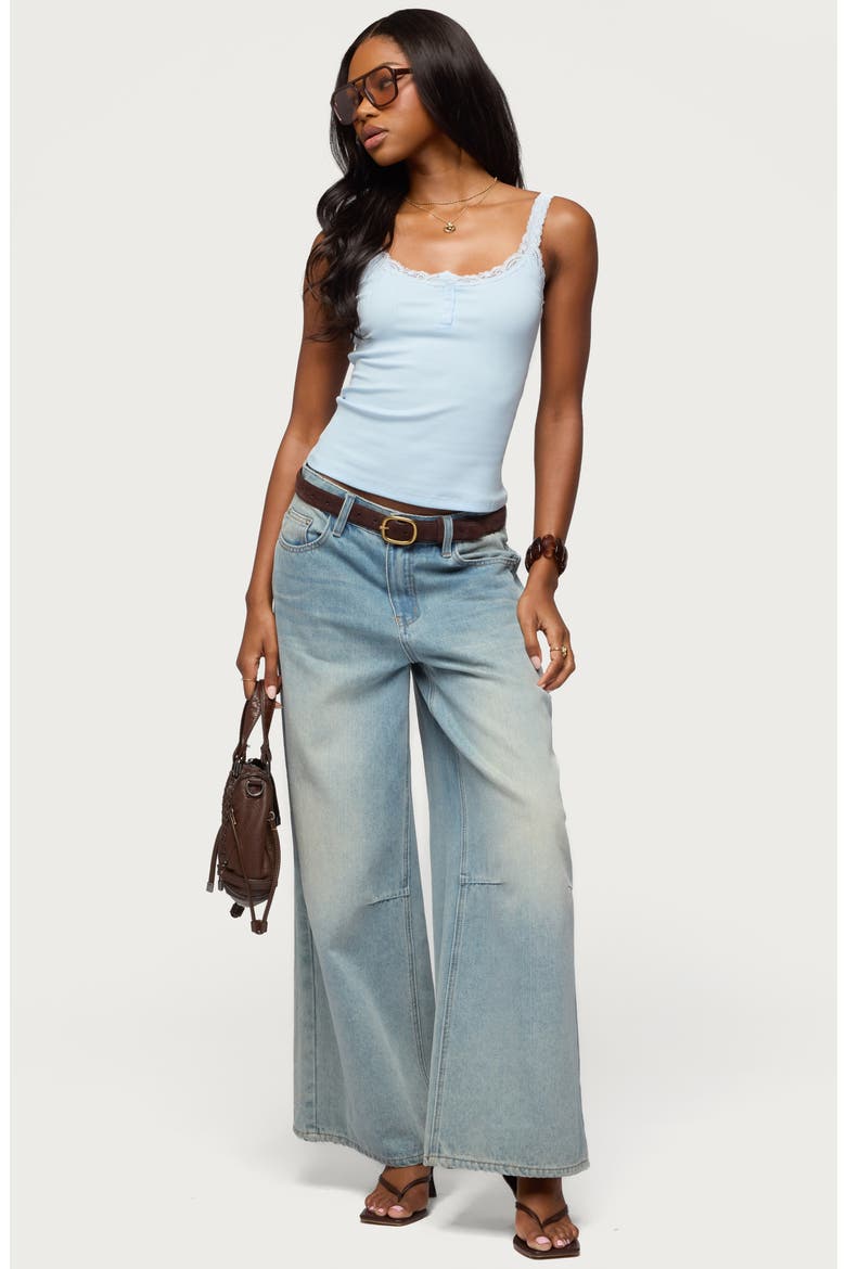 Lace Trim Henley Tank, Alternate, color, LIGHT-BLUE