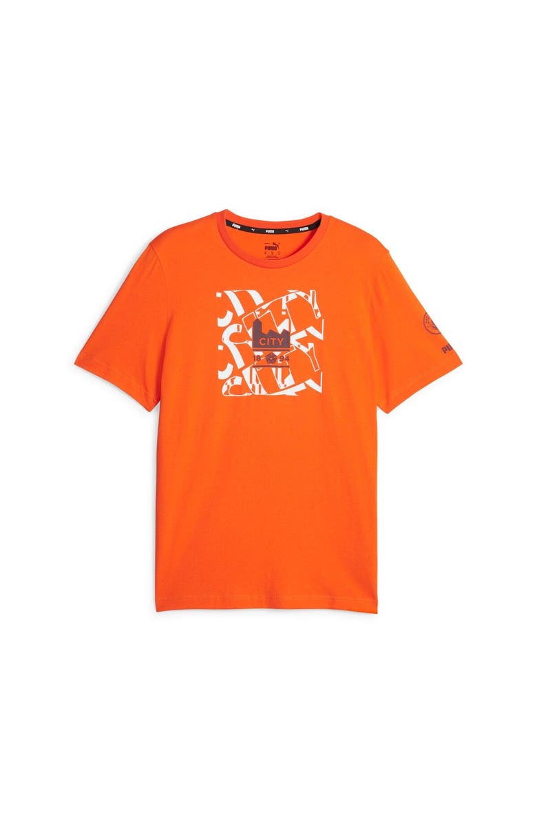 PUMA Men's Puma  Orange Manchester City FtblCore Graphic T-Shirt, Alternate, color, Orange