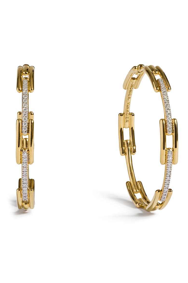Signature Link Lab Grown Diamond Hoop Earrings, Main, color, 18K GOLD VERMEIL/ LAB DIAMOND