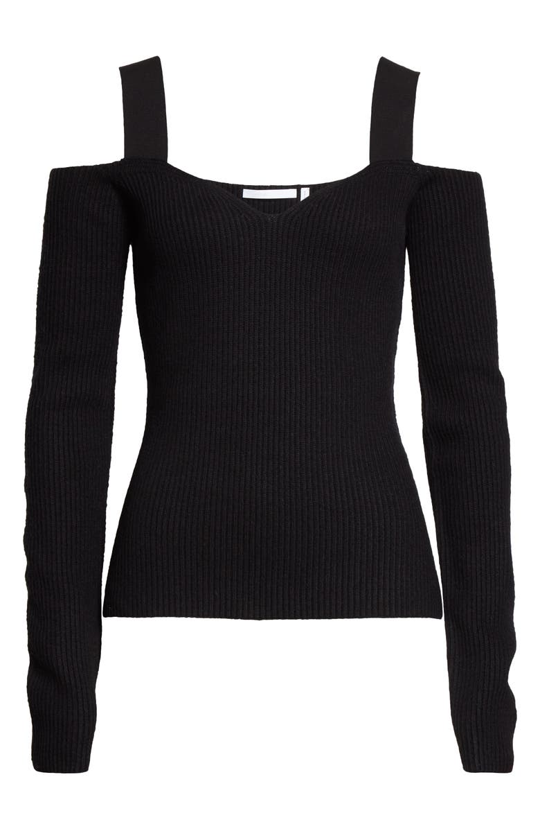 Helmut Lang Off the Shoulder Rib Top, Alternate, color, 