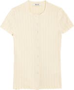 Madewell Cotton Blend Pointelle Short Sleeve Cardigan