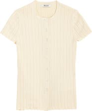 Madewell Cotton Blend Pointelle Short Sleeve Cardigan