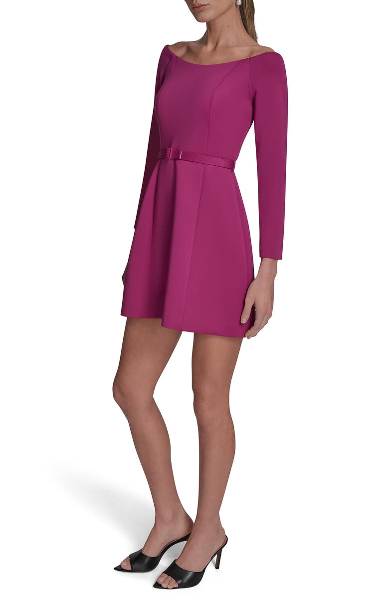 BCBG Off the Shoulder Long Sleeve Minidress, Alternate, color, Hot Pink