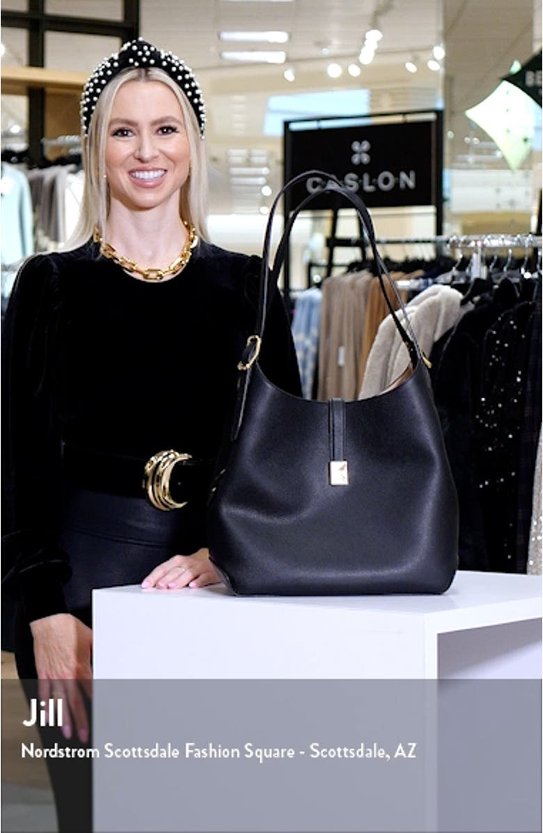 large deco pebbled leather shoulder bag, sales video thumbnail