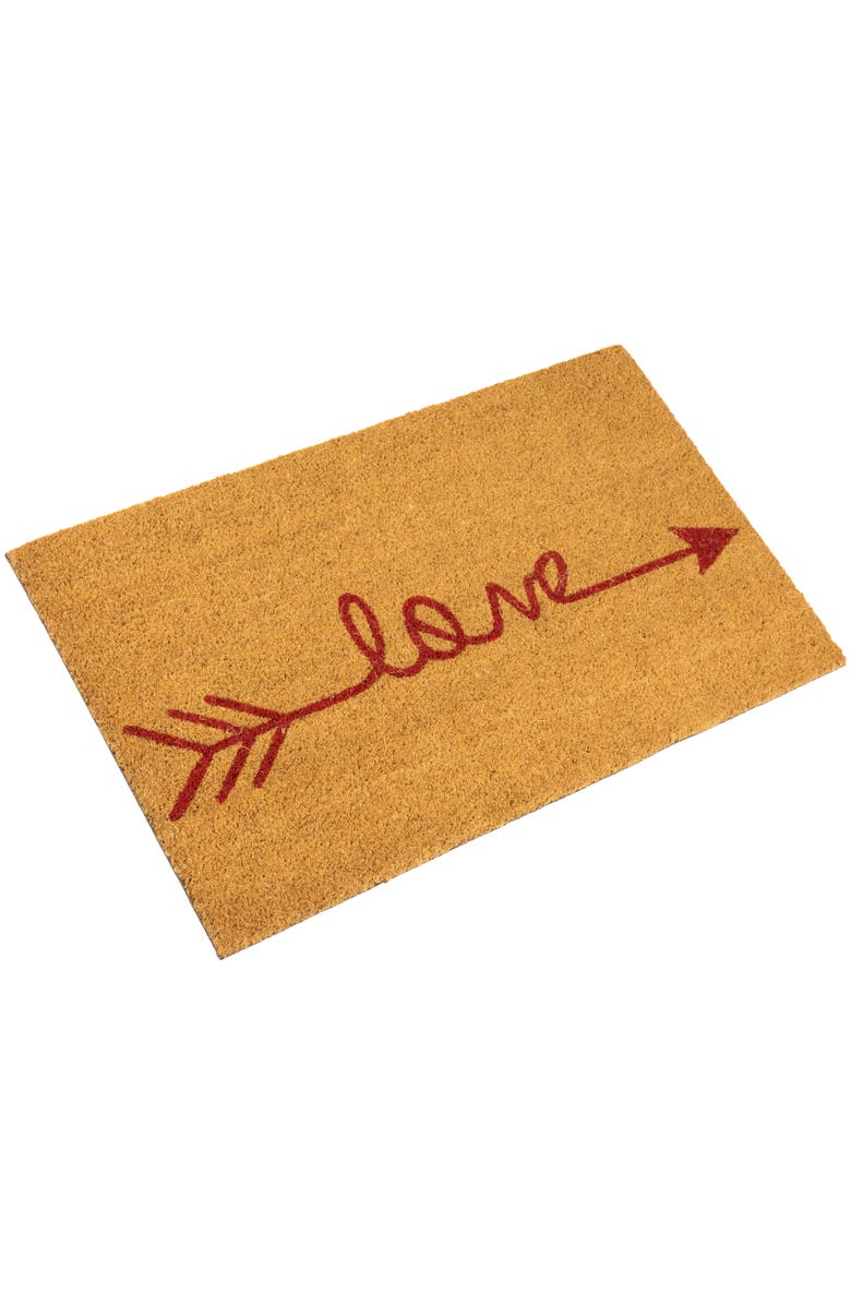 Northlight Natural Coir "Love" Arrow Outdoor Doormat 18" x 30", Alternate, color, Brown
