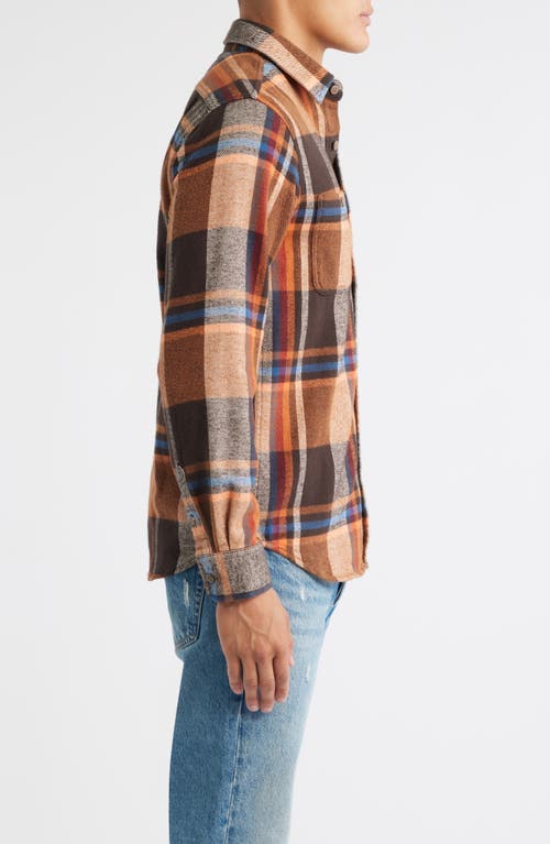 Schott Nyc Plaid Flannel Button-up Work Shirt In Brown