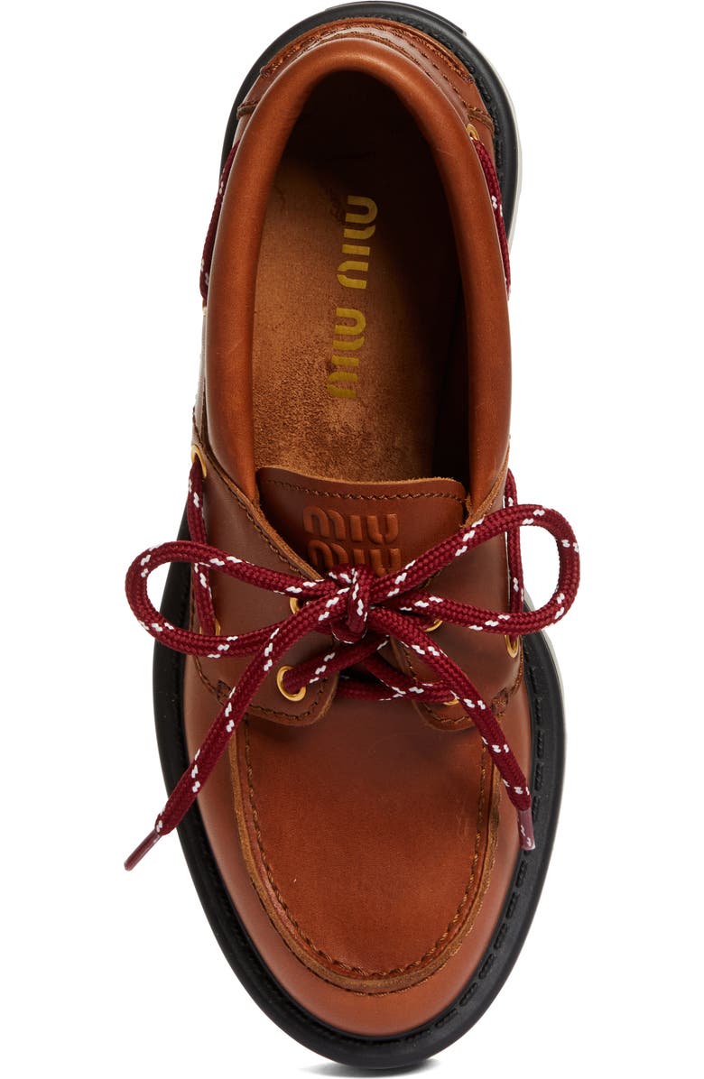 Miu Miu Lug Sole Boat Shoe, Alternate, color,