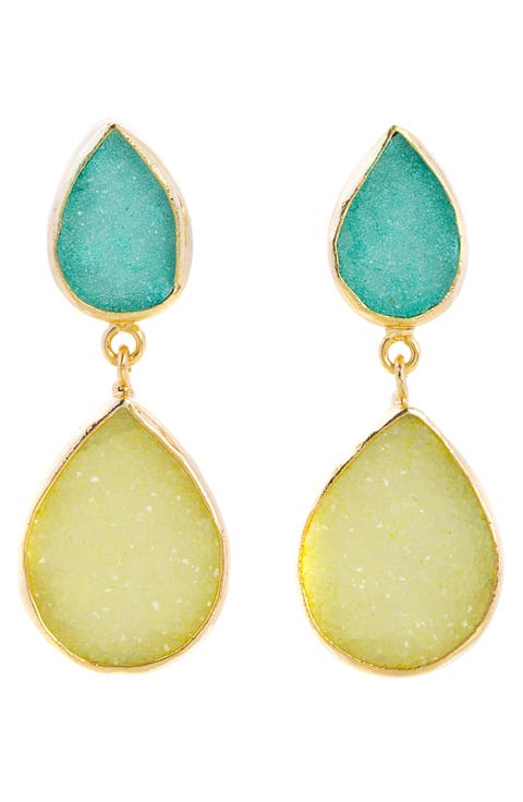Pear Cut Drusy Drop Earrings